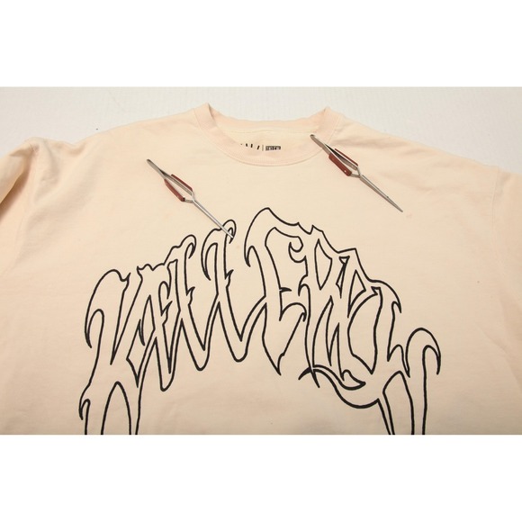 Kill Crew Sweatshirt Mens Medium Beige Porrada Series Wolf Graphic Crewneck - Picture 12 of 13